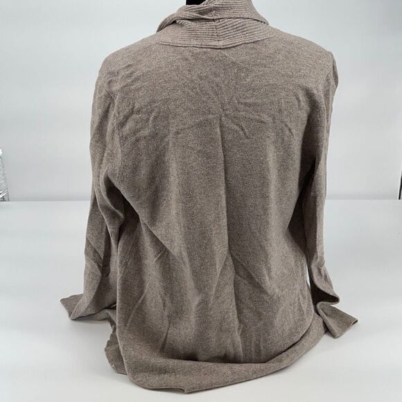 LOFT Womens Cardigan Sweater Open Front Ribbed Long Sleeve Gray Tan Small Petite - Picture 2 of 6